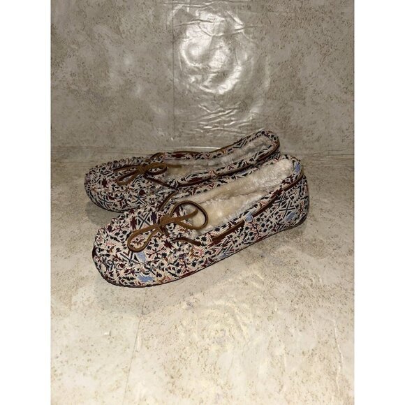 Minnetonka Britt Trapper Multicolor Tribal Print Fur Moccasin Slippers Size 8 - Picture 5 of 8